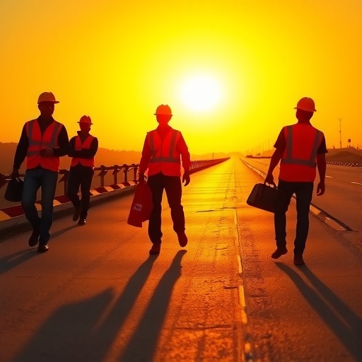 摄影月赛丨19-与朝阳共舞的公路人（图）